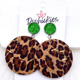 2" Metallic Leopard Piggyback Dangles -Christmas Earrings