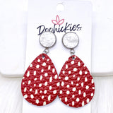 2" Doodle Dot Dangles -Christmas Leather Earrings