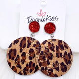 2" Metallic Leopard Piggyback Dangles -Christmas Earrings