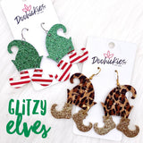 2" Glitzy Elf Dangles  - Christmas Earrings
