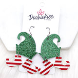 2" Glitzy Elf Dangles -Christmas Earrings