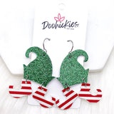 2" Glitzy Elf Dangles  - Christmas Earrings