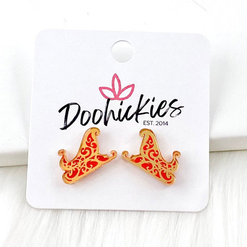 Santa's Sleigh Studs -Christmas Earrings