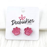 13mm Pink Out Acrylic Paws & Claws -Sports Earrings