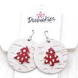 1.5" Doodle Dot 3-D Tree Circles -Christmas Earrings