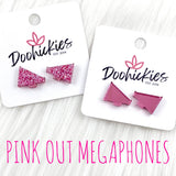 15mm Pink Out Acrylic School Spirit Megaphones - Breast Cancer Awareness Earrings