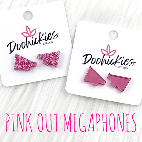 15mm Pink Out Acrylic Megaphones -Sports Earrings