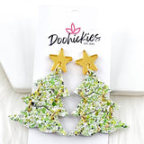 2.5" Festive Glitter Layered Trees -Christmas Earrings