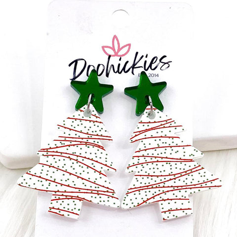 2" Green Star & Festive Tree Acrylic Dangles -Christmas Earrings