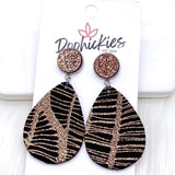 2" Rose Gold Dangles -Leather Earrings