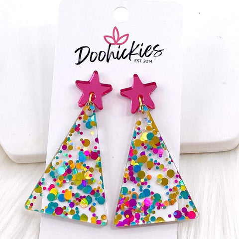 2.5" Mermaid Glitter Triangle Trees -Christmas Earrings