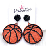 2.25" Engraved Basketball Dangles -Sports Earrings