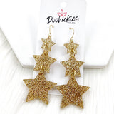 3.25" Lucky Star Waterfall Drops -New Years Acrylic Earrings