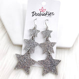 3.25" Lucky Star Waterfall Drops -New Years Acrylic Earrings