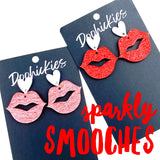 Lil' Sparkly Saffiano Smooches Dangles - Valentines Acrylic Earrings (Copy)