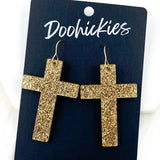 Glitter Cross Dangles- Acrylic Earrings