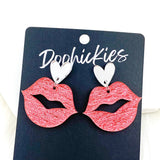 Lil' Sparkly Saffiano Smooches Dangles - Valentines Acrylic Earrings (Copy)
