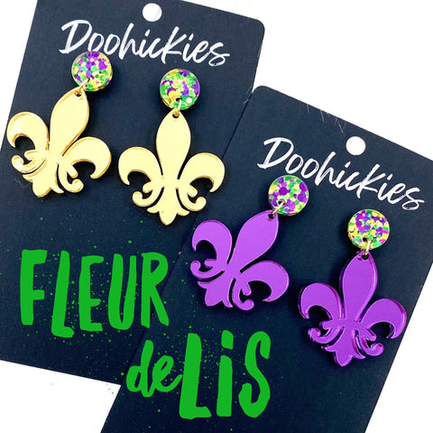 2" Fleur de Lis Acrylic Dangles (2 colors) -Earrings
