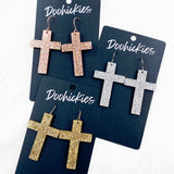 Glitter Cross Dangles- Acrylic Earrings