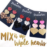 3.5" Mit it up Waterfall Hearts -Valentine's Earrings
