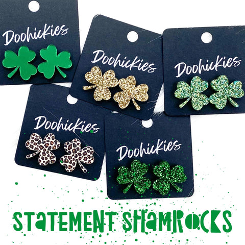 21mm Statement Shamrock Studs -St. Paddy Acrylic Earrings