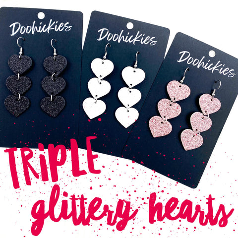 Triple Glitter Heart Drops