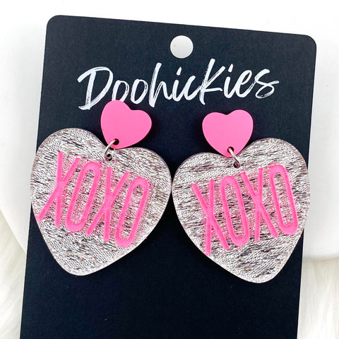 2" XOXO Heart Dangles -Valentine's Acrylic Earrings