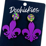 2" Fleur de Lis Acrylic Dangles (2 colors) -Earrings