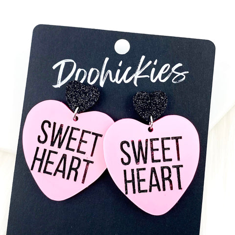 2" Sweet Heart Dangles -Valentine's Acrylic Earrings