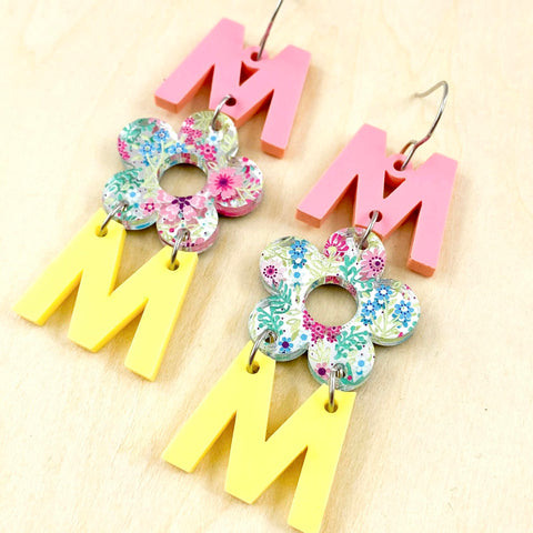 2.5" Spring Floral Mom Acrylics -Mother's Day Earrings