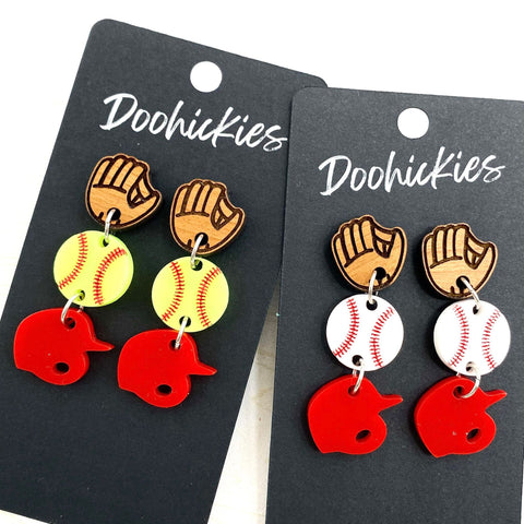 2" Custom Play Ball Trio- Sports Earrings