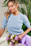 The Sofia Ribbed Knit Top with Puff Sleeves