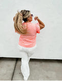 The Coral Layla Gingham Ruffle Top