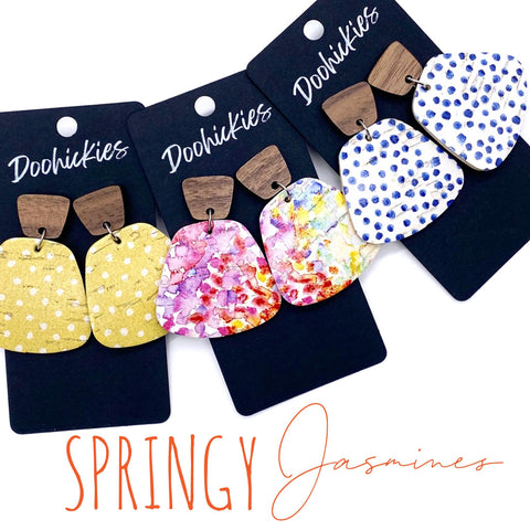 2" Springy Jasmines - Spring Cork Earrings