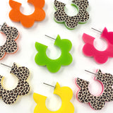 1.5" Leopard Flip Flop Hoops -Spring Acrylic Earrings