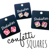 14mm Confetti Square Studs- Spring Acrylic Earrings