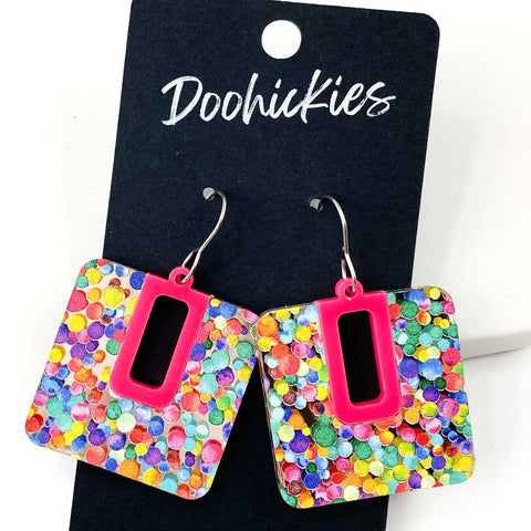 1.5" Bright Confetti Bellas -Spring Acrylic Earrings