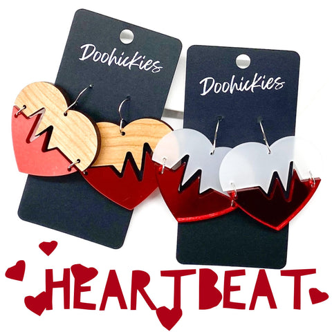 1.5" Heartbeat Dangle Earrings -Nurse Earrings