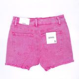 Acid Wash Frayed Hem Shorts: Hot Pink