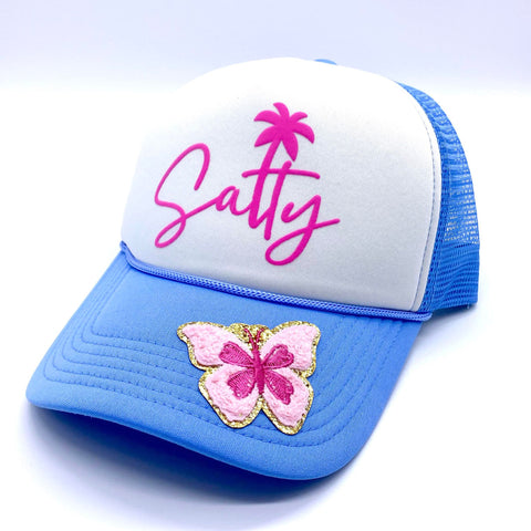 Blue Salty Trucker Hat W/Butterfly