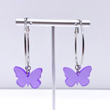 Purple Butterfly Hoops- Spring Earrings