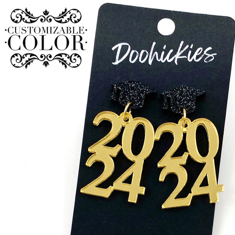 1.75" Custom 2024 Grad Cap Dangles- Graduation Earrings