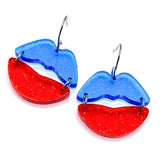 1.25" Patriotic Jelly Shimmer Kissy Face- Patriotic Earrings