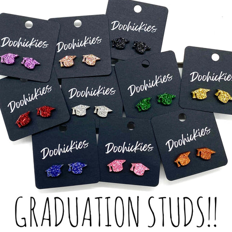 11mm Glittery Graduation Studs -Graduation Earrings