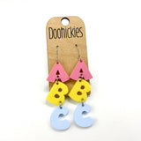 3" ABC Acrylic Dangles - Back to School Teacher Earrings