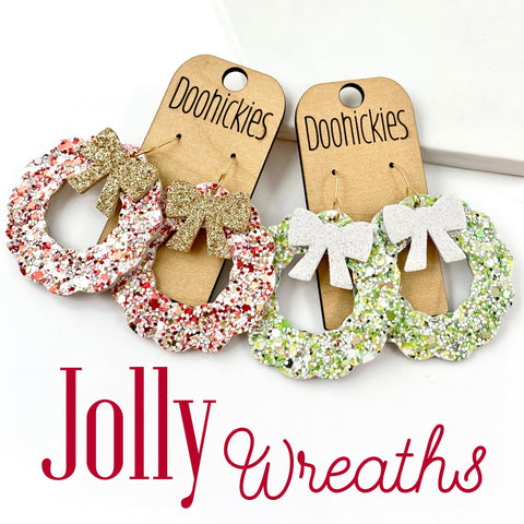 2" Walnut Cubes & Country Hexi Collection - Christmas Dangle Earrings (Copy)