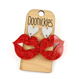 Lil' Sparkly Saffiano Smooches Dangles - Valentines Acrylic Earrings (Copy)