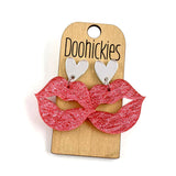 Lil' Sparkly Saffiano Smooches Dangles - Valentines Acrylic Earrings (Copy)