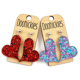 Lil' Chunky Glitter Swoopy Acrylic Hearts - Valentines Earrings (Copy)
