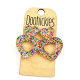 Chunky Confetti Double Cut Out Heart Acrylic Dangles Valentines Earrings (Copy)